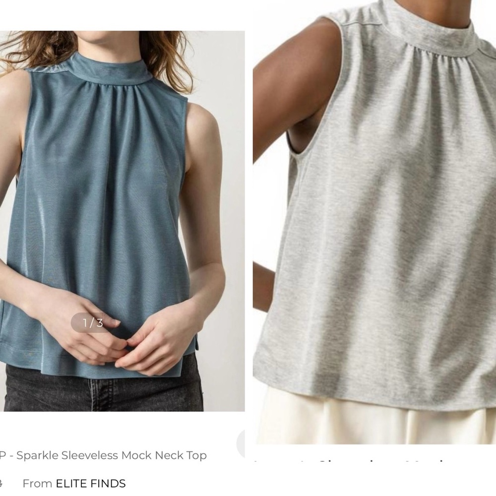 Lilla P set of two mock neck sparkle sleeveless tops, NWT size M